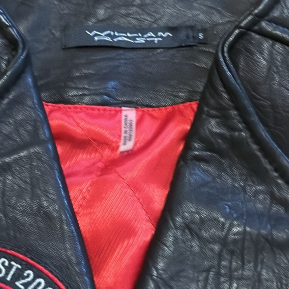 Vtg William Rast Designer Leather Moto Vest Lace Up Biker Patch Jacket - Picture 4 of 12